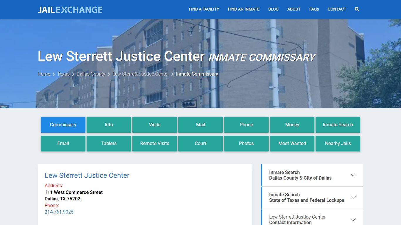 Lew Sterrett Justice Center Inmate Commissary - Jail Exchange