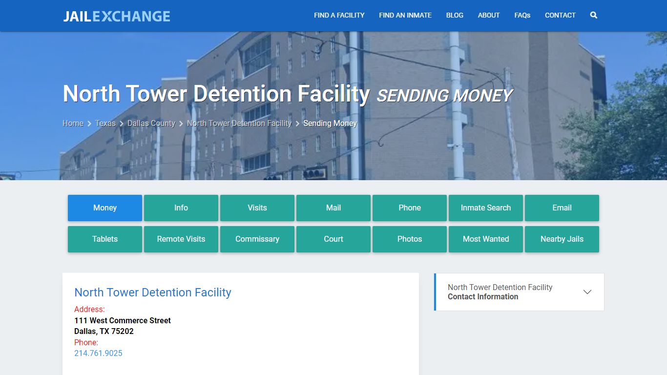 Send Money to Inmate - North Tower Detention Facility, TX - Jail Exchange